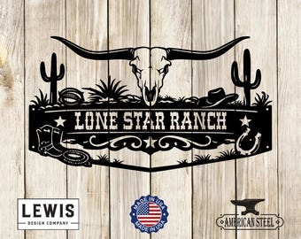 Custom Western Monogram Sign with Skull, Monogram Sign, Ranch Sign, Western Sign, Horse Sign, Farm Sign, Fathers Day, Cattle Ranch