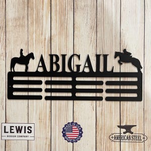 Horse Custom Name Medal Hanger Monogram - 12 Rungs for medals & Ribbons, Medal Display, Sports Medals, Kids Room Sports Decor, Horse Show