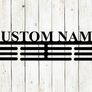 Custom Name Medal Hanger Monogram, 12 Rungs for medals & Ribbons, Medal Display, Personalized Sports Medal hanger