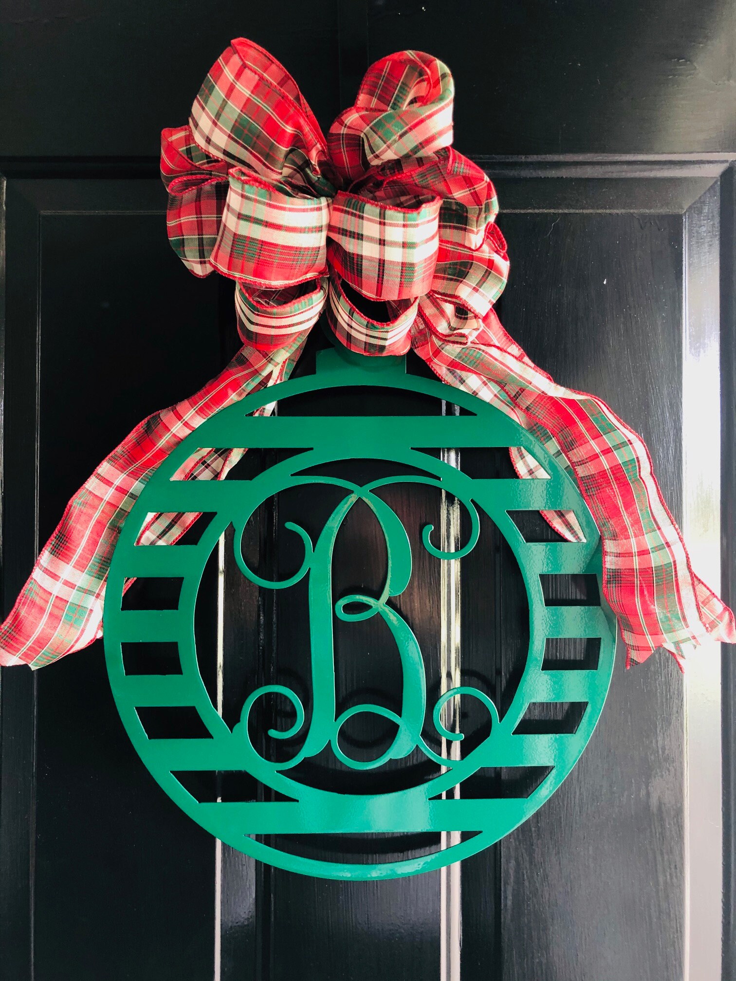 Monogram Ornament Metal Sign Door Hanger Christmas - Etsy