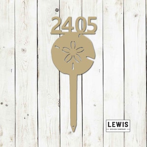 Sand Dollar Custom Address Metal Sign, Metal Address Stake, Custom Beach Address Sign