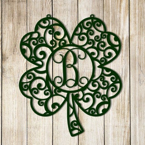 Monogram Shamrock 4 Leaf Clover, Shamrock Door Hanger, Shamrock, St Patrick's Day Decor, Irish, March Decor, Spring Wreath, Metal Signs