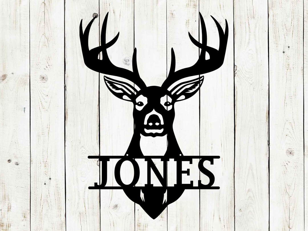 Deer Head Monogram Metal Sign, Hunting Sign, Kids Room Decor, Home