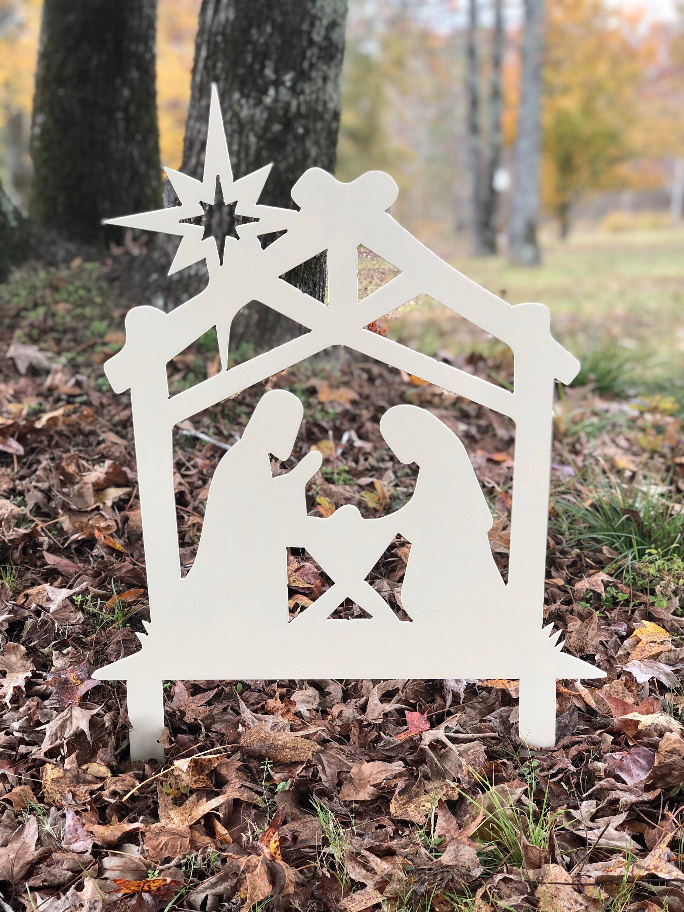 Nativity Metal Yard Sign Nativity Set Nativity Scene Manger - Etsy