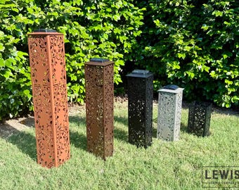 English Ivy Garden Column, Optional Solar Light Cap, Decorative Metal Garden Tower, Outdoor Yard Art, Patio Accent, Modern Garden Decor