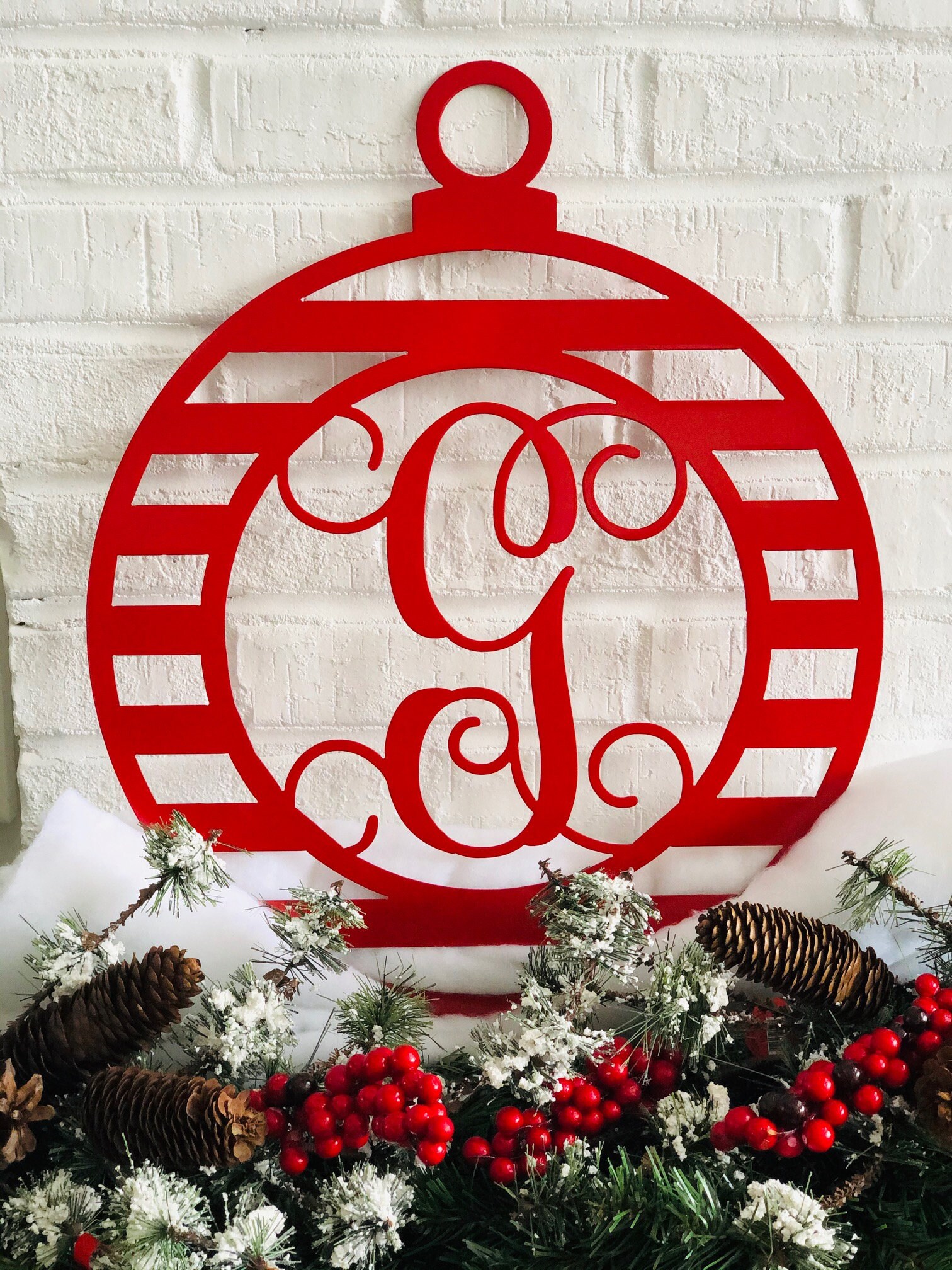 Monogram Ornament Metal Sign Door Hanger Christmas - Etsy