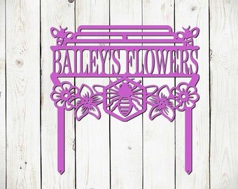 Custom Bee Garden Metal Stake, Personalized Garden Sign, Garden, Garden Art, Metal Yard Art, Outdoor Sign, Metal Garden Sign, Honeybee Sign