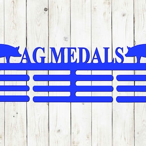 Pig Custom Name Medal Hanger Monogram - 12 Rungs for medals & Ribbons, Medal Display, Sports Medals, Kids Room Sports Decor, Livestock Show