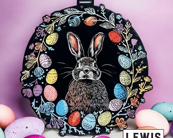 Easter Bunny Design Acrylic Door Hanger, Easter Decor, Easter Wreath, Easter Egg, Spring Wreath, Easter Door Hanger, Happy Easter, Rabbit