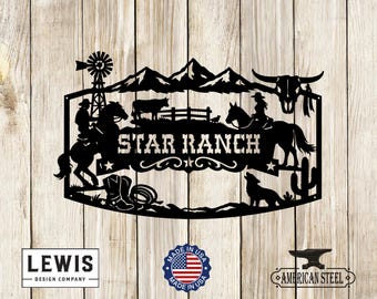Custom Western Monogram Sign with Horses, Monogram Sign, Ranch Sign, Western Sign, Horse Sign, Farm Sign, Fathers Day, Cattle Ranch