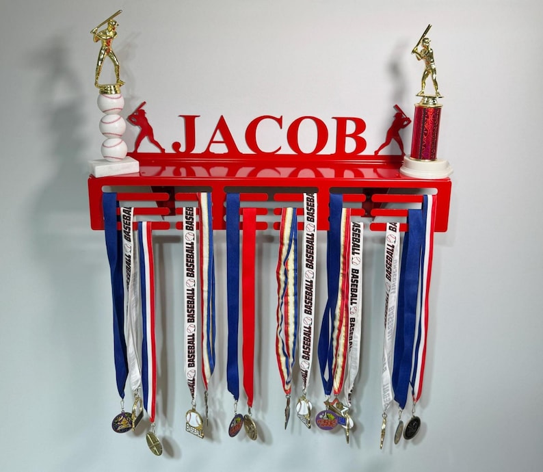 Athlete Custom Name Trophy Shelf With Medal Hangers, Personalized ...