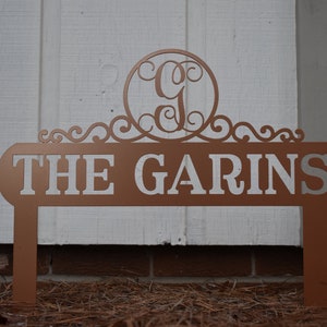 Monogram Scroll Yard Sign, Lawn Address Monogram Metal Sign, Custom Address Sign, Address Sign, Family Name Sign
