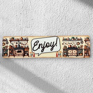 Enjoy! Kitchen Sign, Custom Metal Powder Coated & Printed Name Sign