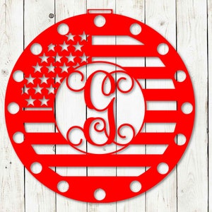 Patriotic Flag Monogram Door Hanger, Door Monogram, Door Hanger, Metal Sign, Front Porch, Summer,4th of July, Patriotic, USA Monogram