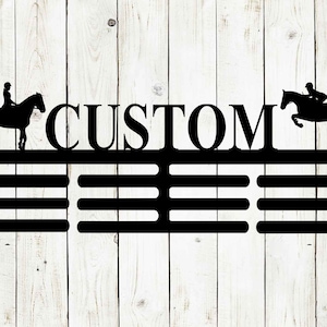 Horse Custom Name Medal Hanger Monogram - 12 Rungs for medals & Ribbons, Medal Display, Sports Medals, Kids Room Sports Decor, Horse Show