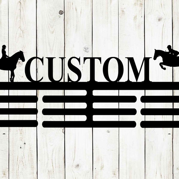 Horse Custom Name Medal Hanger Monogram - 12 Rungs for medals & Ribbons, Medal Display, Sports Medals, Kids Room Sports Decor, Horse Show