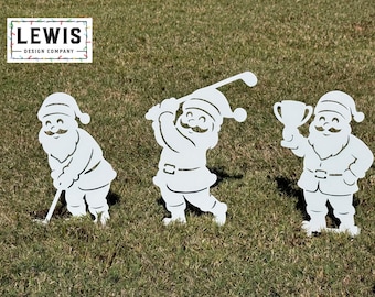 Santa Golf Yard Stake – Christmas Golfing Decor – Golf Lover Christmas Gift