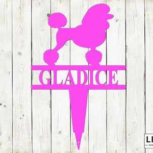 Poodle Yard Stake with Custom Name, Poodle Sign, Custom Metal Stake, Poodle, Dog Lovers, Dog Sign, Custom Name Dog Sign, Poodle Sign