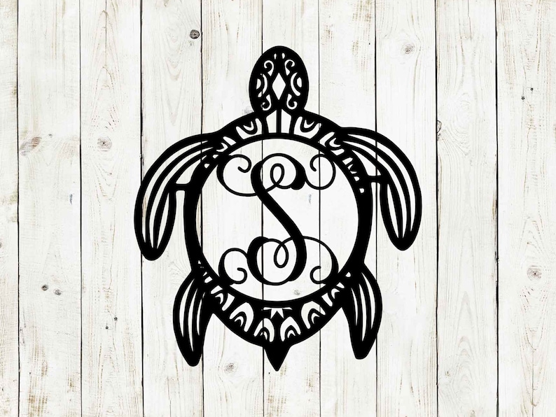 Turtle Initial Monogram Sea Turtle Monogram Door Hanger, Door Monogram, Door Hanger, Metal Sign ...