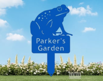 Lewis Design Custom Frog Metal Garden Sign, Garden Stake, Garden Art, Metal Yard Art, Metal Frog, Metal Garden Sign, Metal Yard Sign
