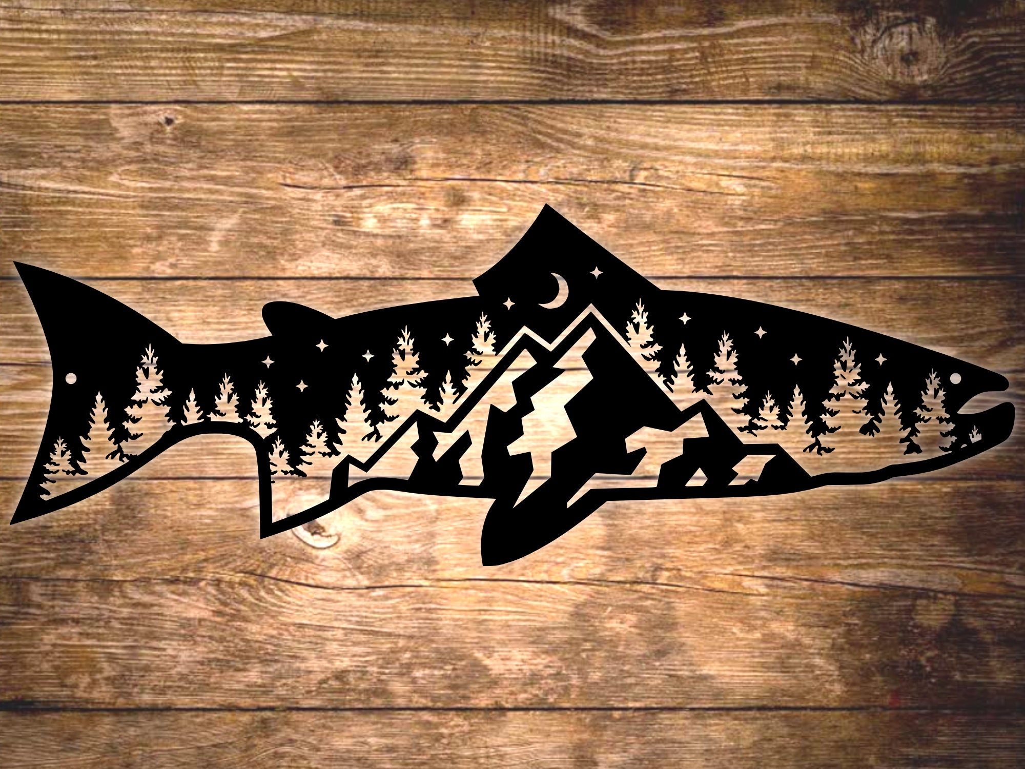 Trout house number sign, Lake sign, cabin sign, mountain, metal, rustic