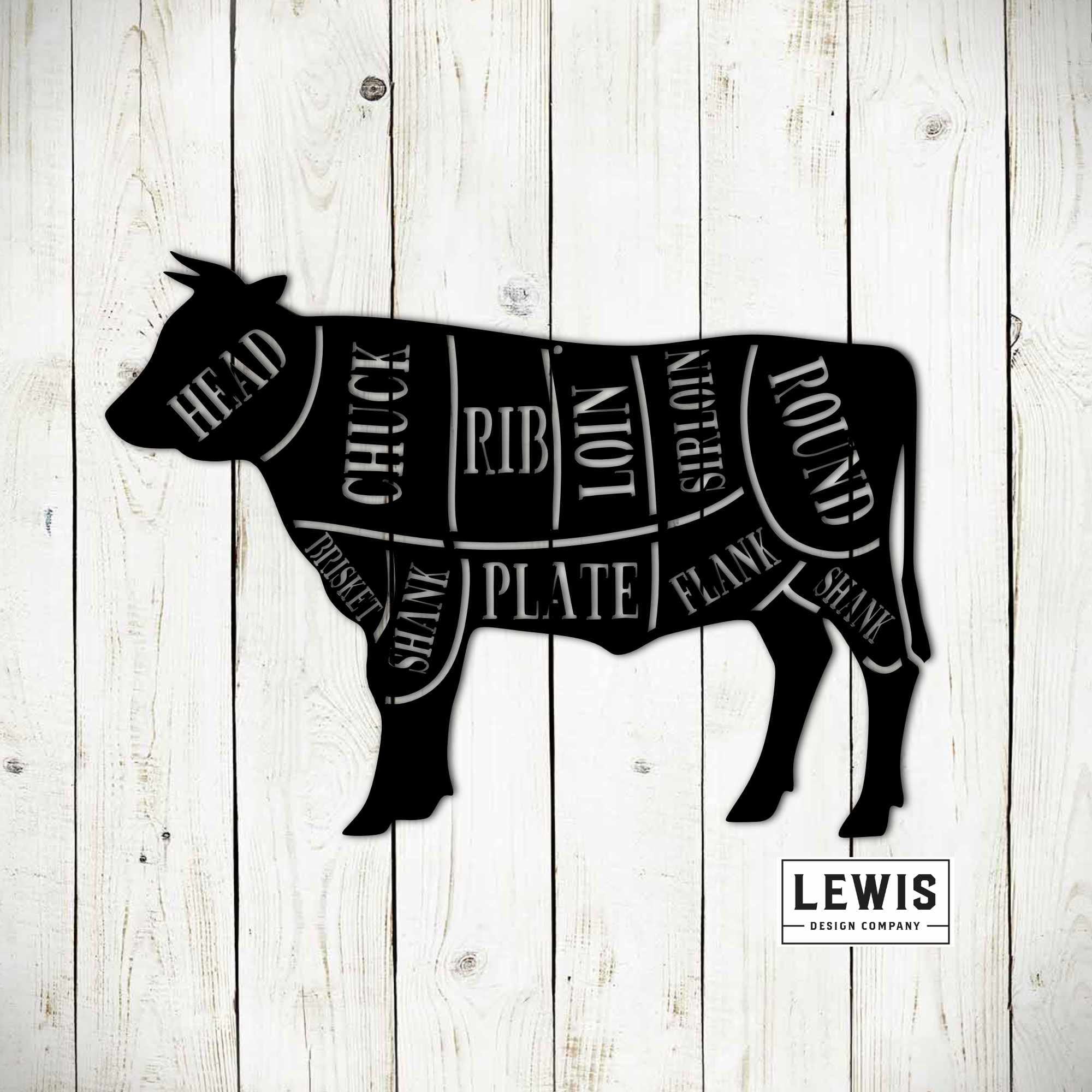Cow Beef BBQ Metal Sign Cuts of Meat Beef Sign Smoker Etsy