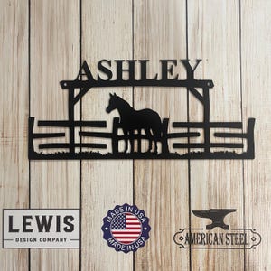 Horse Fence Custom Name Medal Hanger, Powdercoated Metal Ribbon/Medal Display