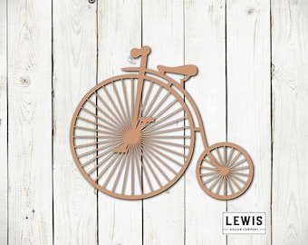 High Wheel Bicycle Metal Wall Decoration, Metal Powder Coated High Wheel Bike Sign