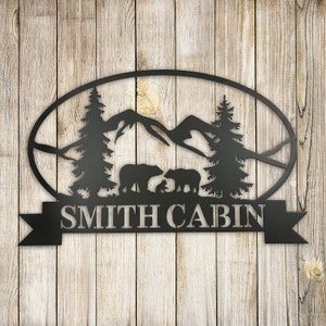 Oval Custom Monogram Nature Sign, Custom Name Sign, Monogram, Wedding Gift, Bear Sign, Country Cottage, Cabin Sign, Fathers Day