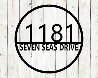 Circle Address Monogram Metal Sign, Custom Address Sign, Address Sign, Family Name Sign, Wall Address Sign, Personalized Address Sign
