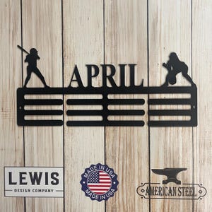Softball Custom Name Medal Hanger Monogram - 12 Rungs for medals & Ribbons, Medal Display, Sports Medals, Kids Room Sports Decor, Softball