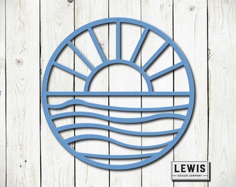 Sun and Waves Metal Wall Art, Beach Wall Art, Beach House, Lake House, Sun and Waves Decor, Wall Decor