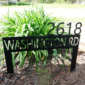 Lawn Address Monogram Metal Sign, Custom Address Sign, Address Sign, Outdoor patio image 1