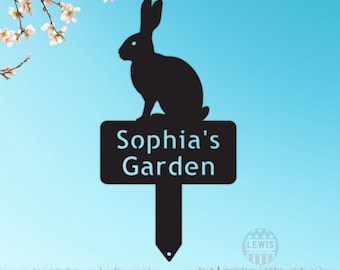 Lewis Design Custom Rabbit Metal Garden Sign, Garden Stake, Garden Art, Metal Yard Art, Metal Rabbit, Metal Garden Sign, Metal Yard Sign