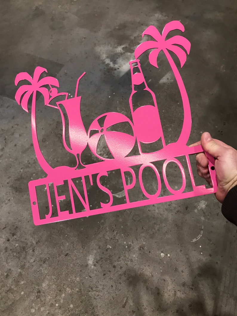 Bar Sign Pool Sign Custom Pool and Beach Sign with Drinks Beach Sign Fathers Day Beach House Sign Monogram Sign Beach Sign