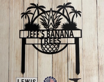 Letrero de jardín tropical personalizado, letrero de jardín, casa de playa, estaca de jardín, letrero de playa personalizado, arte de patio de metal, letrero al aire libre, letrero de casa de playa