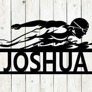 Swimming Male Custom Name Metal Sign, Kids Room Decor, Swimming, Swim Award, Butterfly, Freestyle, Swim, Swim Team, Swimmer