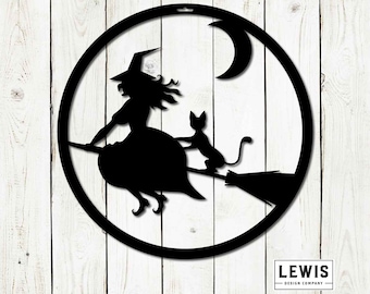 Witch Metal Sign, Witch Sign, Halloween Door Hanger, Halloween Decor, Fall Decor, Fall Wreath, Halloween Sign, Metal Art