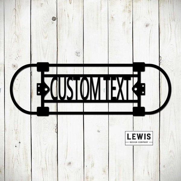 Skateboard Custom Metal Sign, Custom Metal Powder Coated Skateboard Decoration, Custom Monogram Skateboard