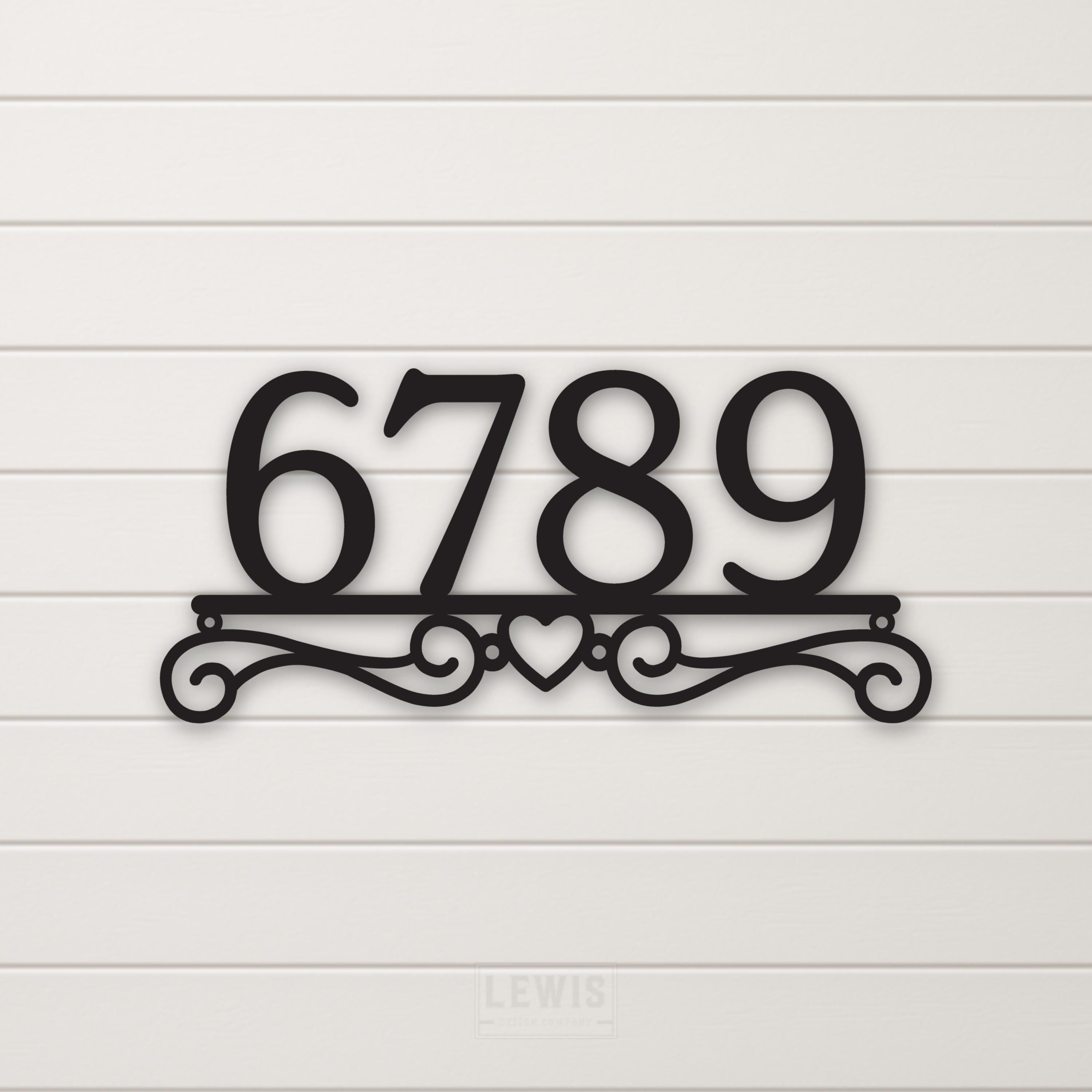 Heart Scroll Metal Address Sign, Custom Metal Powder Coated Address Sign