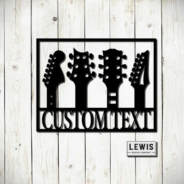 Custom Guitar Headstock Metal Sign, Guitar Wall decor, Personalized Guitar Player Metal Sign, Music Room Custom Sign