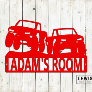 Racing Trucks Custom Name Metal Sign - Kids Room Decor, House Decor, Kids Gift, Metal Sign, Truck Gift, Race Truck, Truck Sign