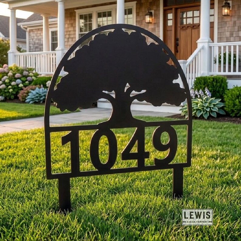 Tree Address Metal Oak Tree Address Yard Sign With Stakes - Etsy