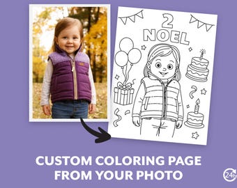 Custom Birthday Coloring Page | Personalized Kids Coloring Sheet | Birthday Party Activity | Digital Download | Custom Cartoon Portrait