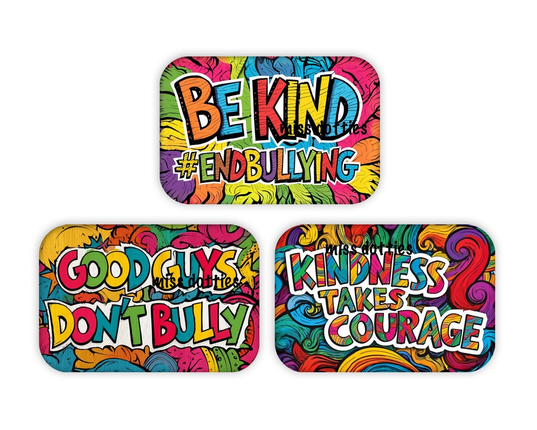 Bullying Pin Backs, Flat Backs, Magnets, Set of 3 Anti-bully Pins - Etsy