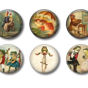 Steampunk Animal Flair Pins, Vintage Style Buttons imagen 1