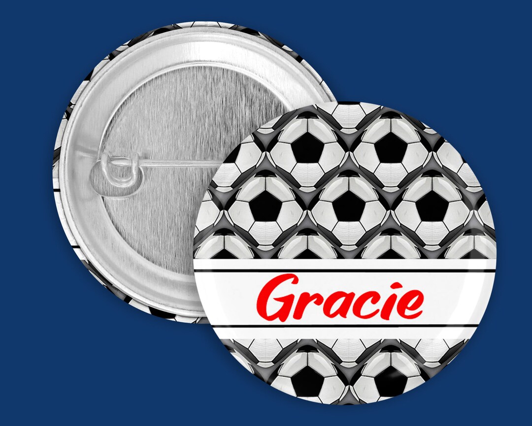 Personalized Sports Pins, Personalized Soccer Pins, Soccer Buttons