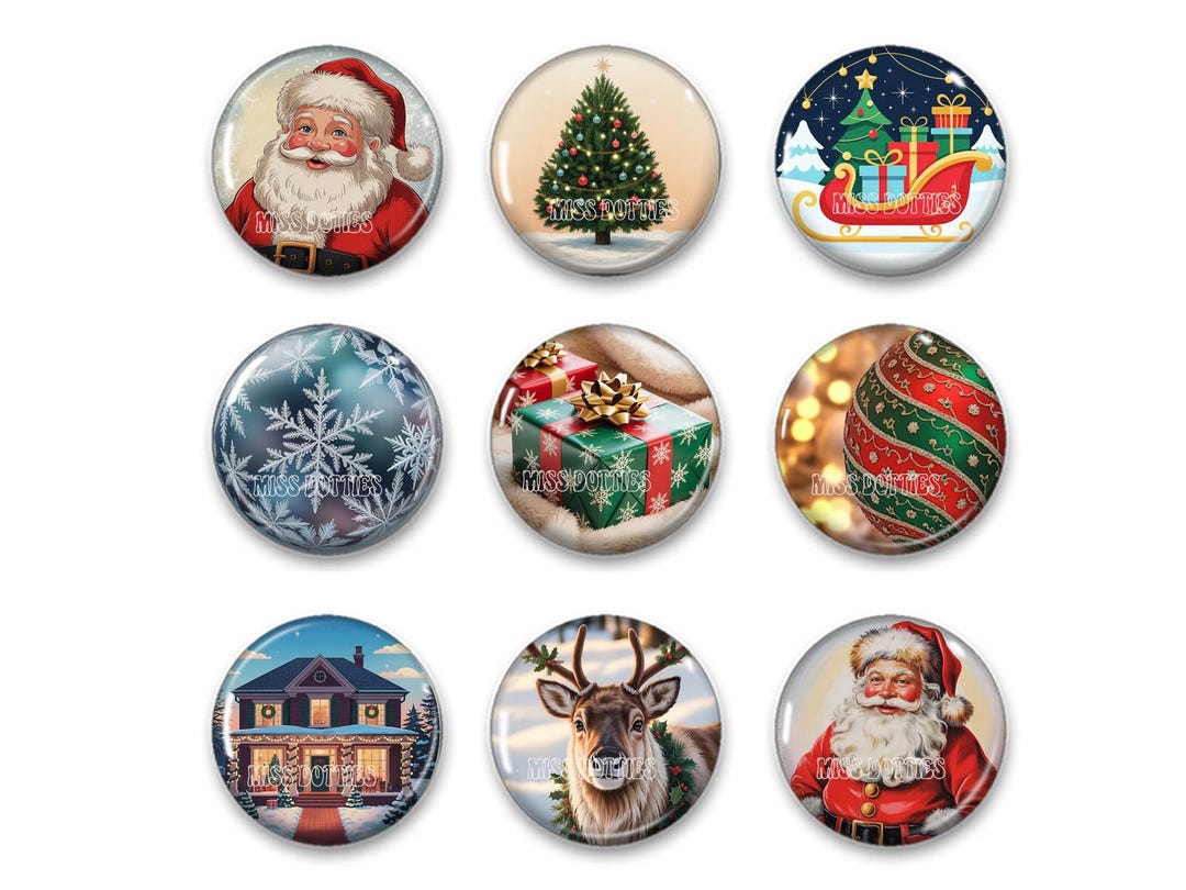 Santa Pin Design Christmas, Santa Claus, Christmas Pins, Magnets, Presents, Reindeer ...