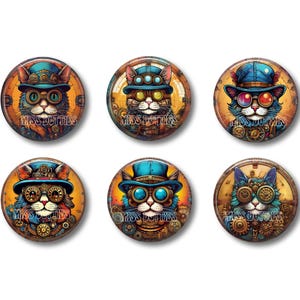 Steampunk Pins, Steampunk Buttons, Steampunk Magnets, Flat Backs, Flair Magnets, Magnets, Cat Pins, Cat Flat Backs, Cat Magnets