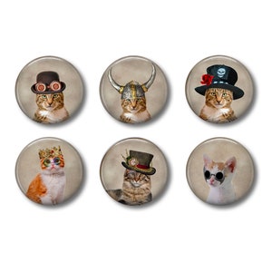 Art Deco Flair Pins, Steampunk Flair Pins, Steampunk Flair Buttons, Cat Flair Pins, Cat Flair Buttons, Refrigerator Magnets